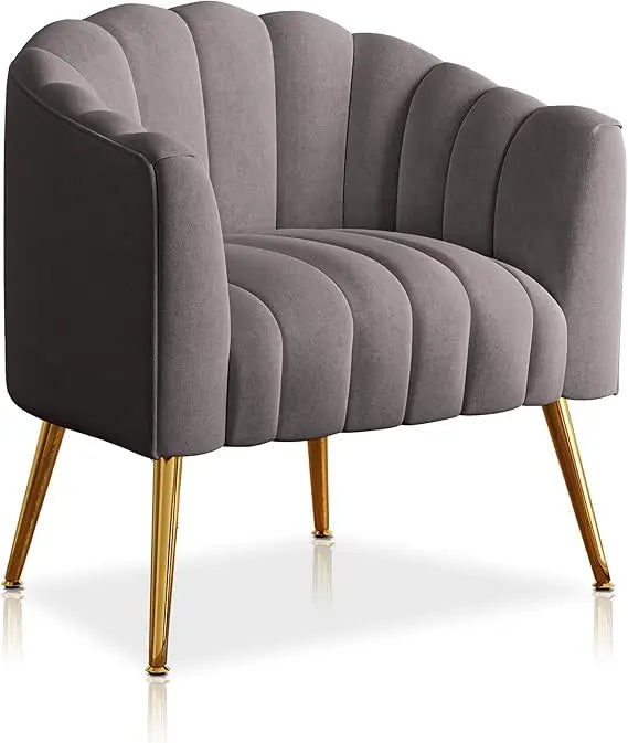 Oversized Pumpkin Couch Accent Chair in Comfy Velvet Beige