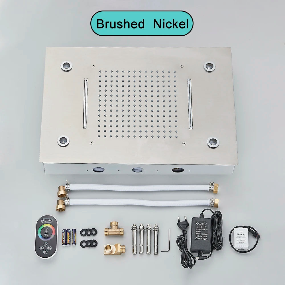 Black Intelligent Remote Control Rainfall Shower Head System