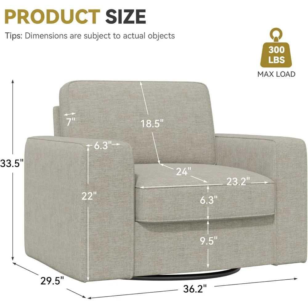 Beige Swivel Accent Sofa Chair Set of 2 for Living Room Office