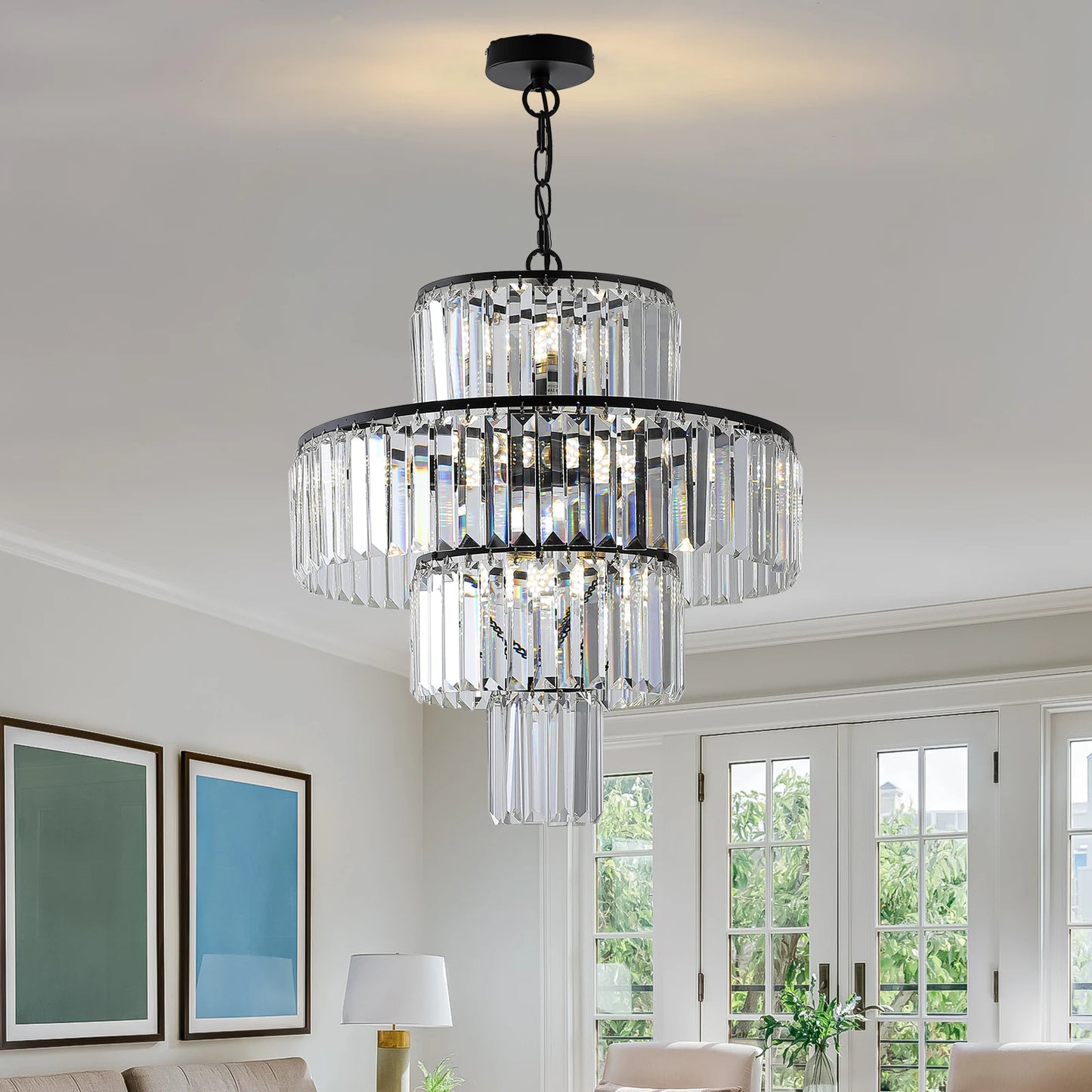 ARLGSITE Luxury Crystal Chandelier Flush Mount Ceiling Light
