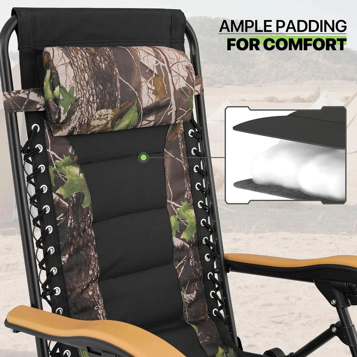 Zero Gravity Lounge Chairs Set of 2 with Adjustable Side Tray