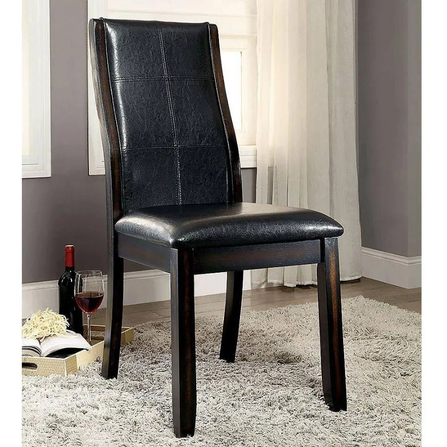 Transitional Dining Room Side Chairs Set of 2 Brown Cherry