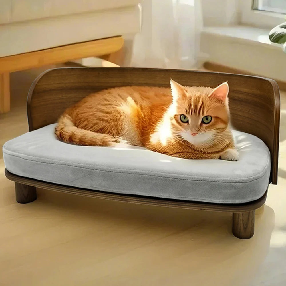 Elevated Dog Bed with Solid Wood Legs and Washable Cover