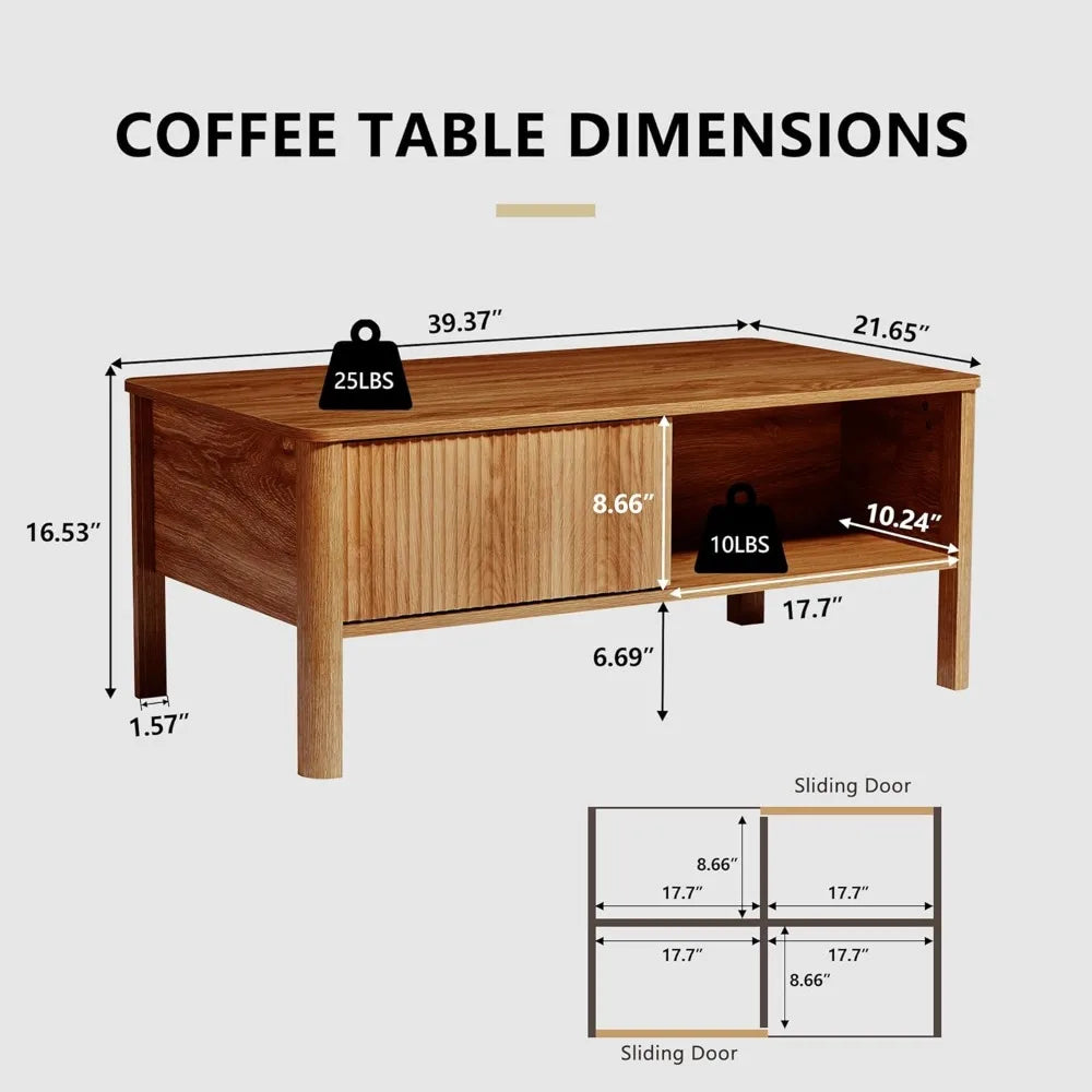 Rustic Walnut TV Stand and Coffee Table Set with Storage