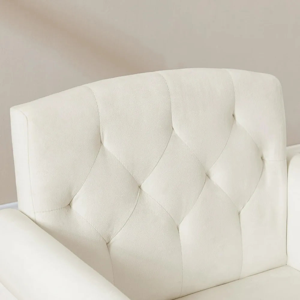 Beige Velvet Accent Chair with Gold Legs for Modern Living Room
