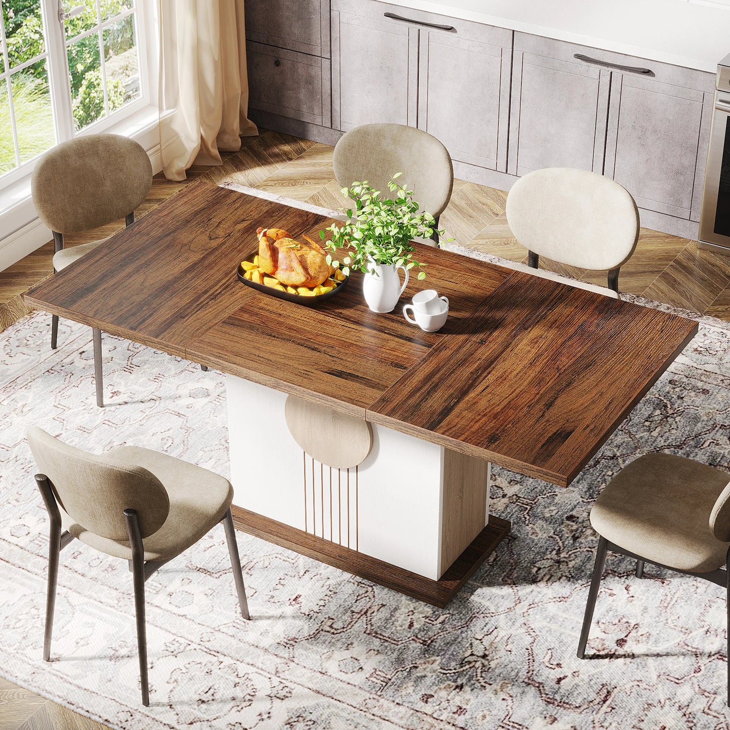 Tribesigns 55 Inch Rectangular Dining Table for 4 to 6 People
