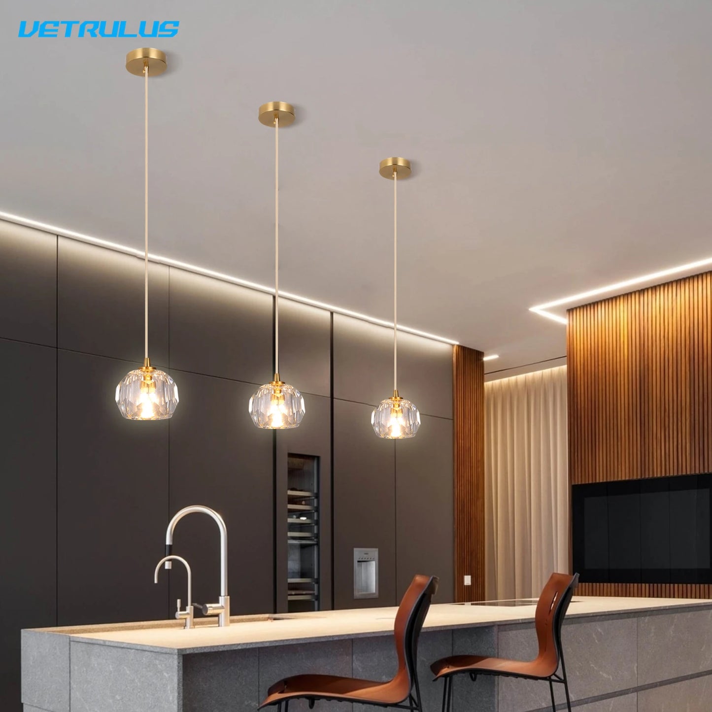 Modern LED Crystal Pendant Light for Kitchen and Bedroom Decor