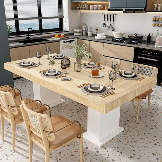 Modern 78.7 Inch Rectangular Dining Table for 8 to 10 People