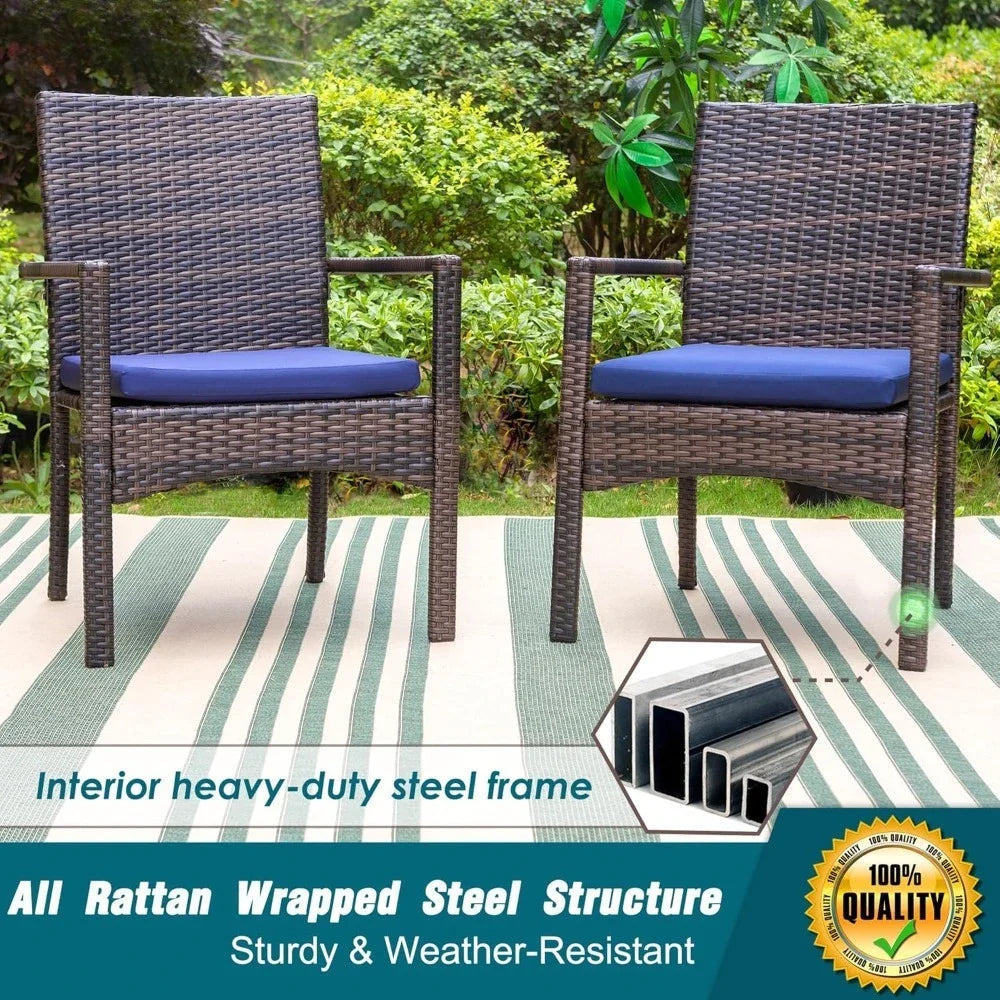 5 Piece Outdoor Dining Set with Cushioned Chairs and Umbrella