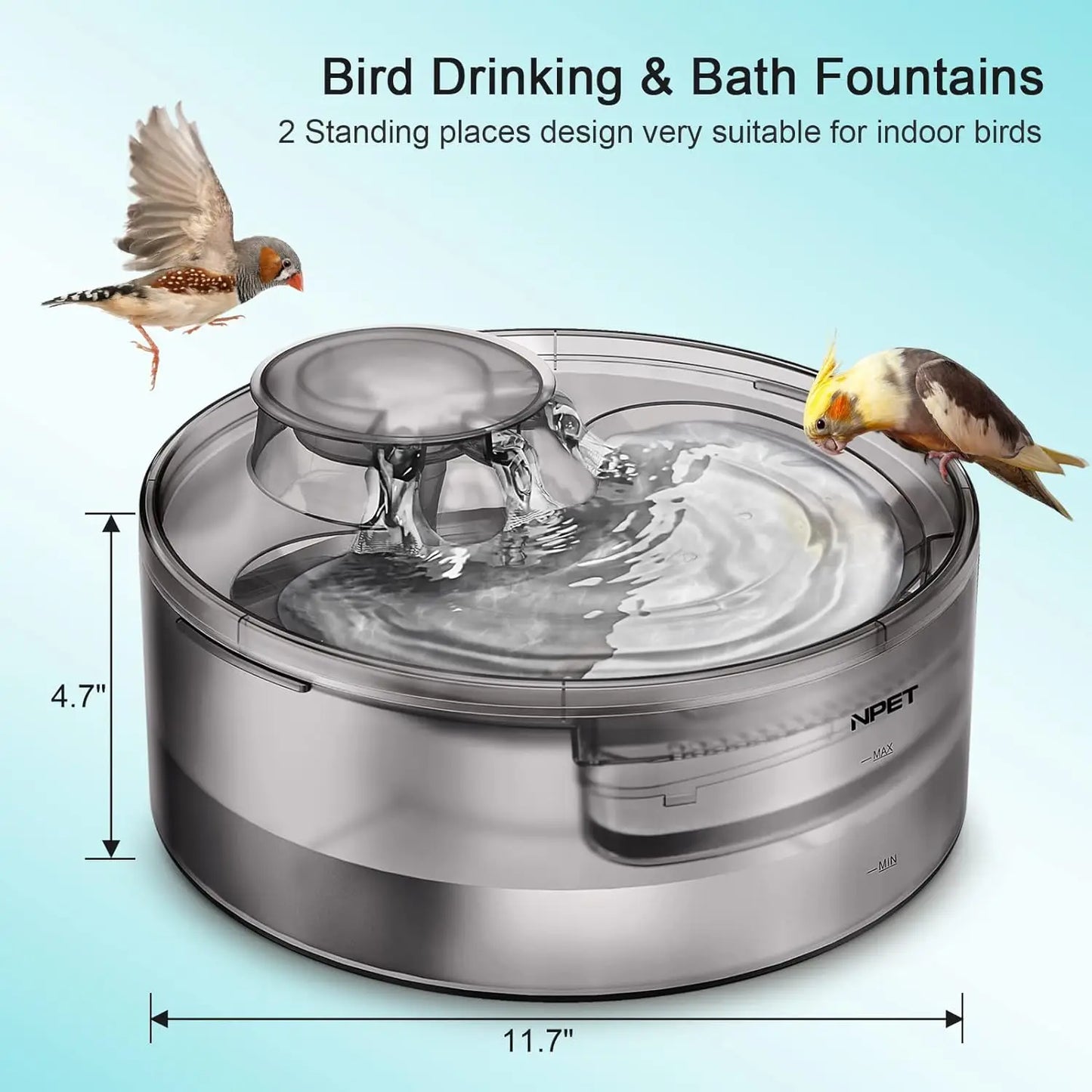 NPET DF10 Dog Water Fountain 170oz Automatic Dispenser for Pets