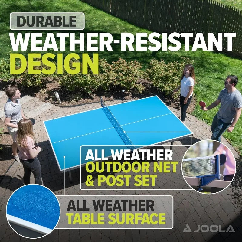 Outdoor Ping Pong Table with Waterproof Net Quick Assembly