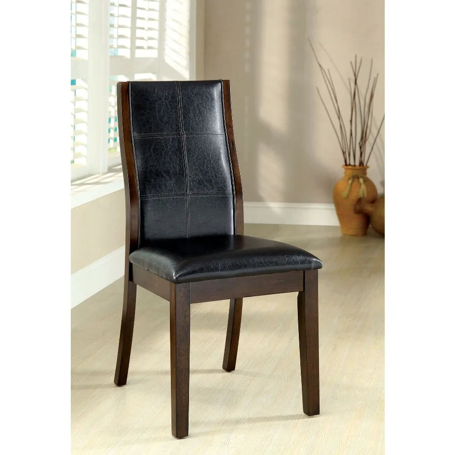 Transitional Dining Room Side Chairs Set of 2 Brown Cherry