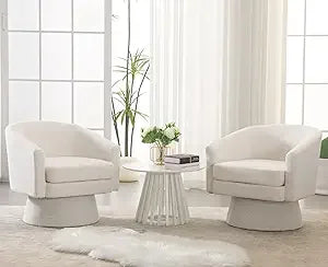 Green Swivel Accent Chairs Set of 2 Cozy Upholstered Design