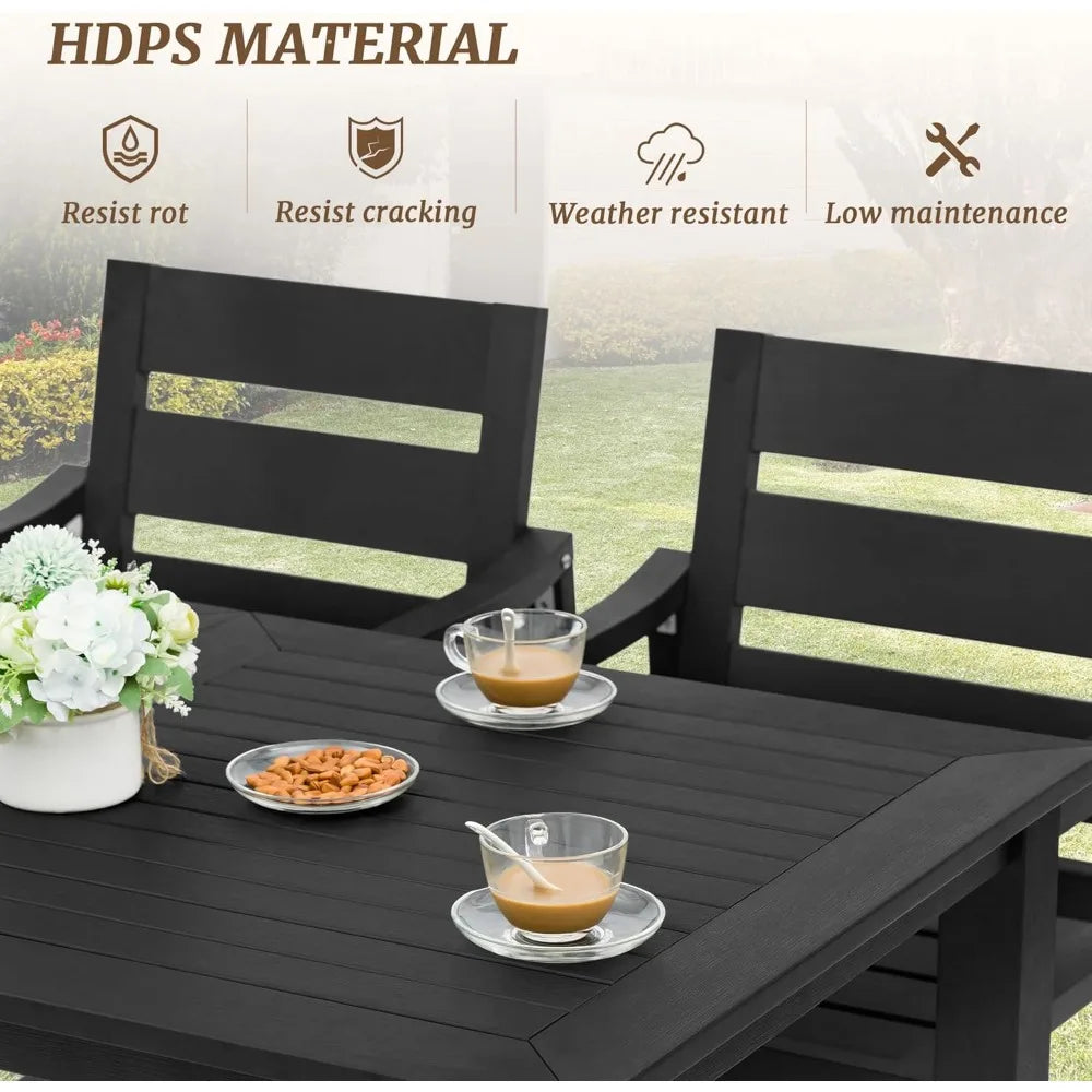 Black 5-Piece Patio Table and Chairs Set for Outdoor Dining