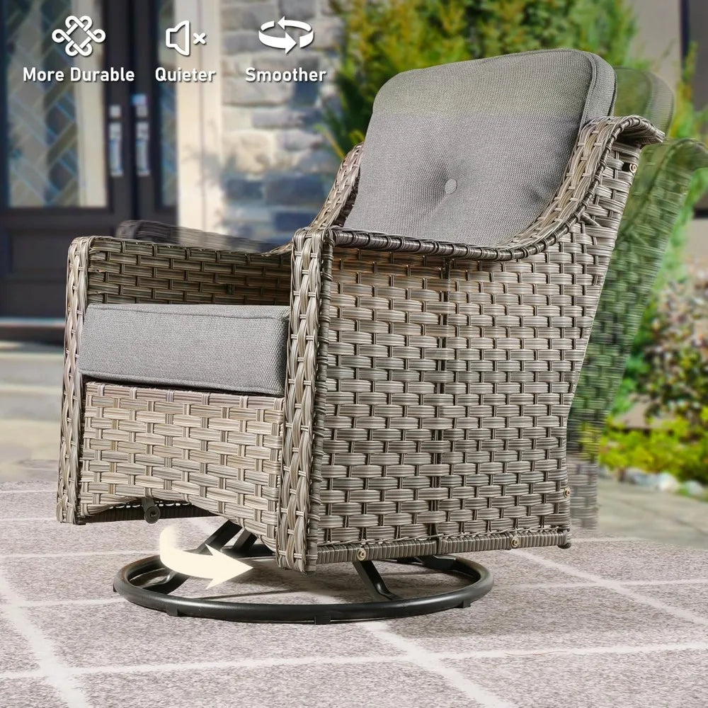 All Weather Wicker 5 Piece Outdoor Sofa Set with Swivel Rockers