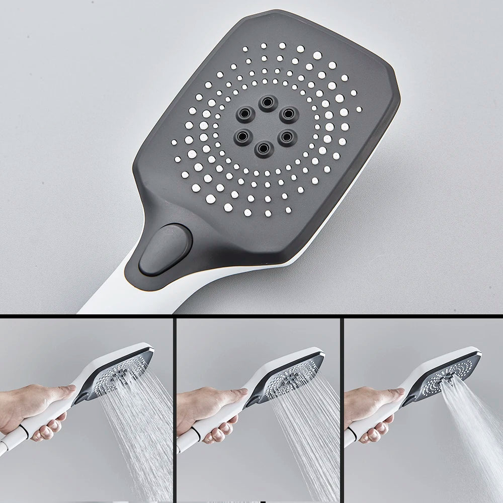 White Bathroom Shower Faucet with Digital Display and Tap