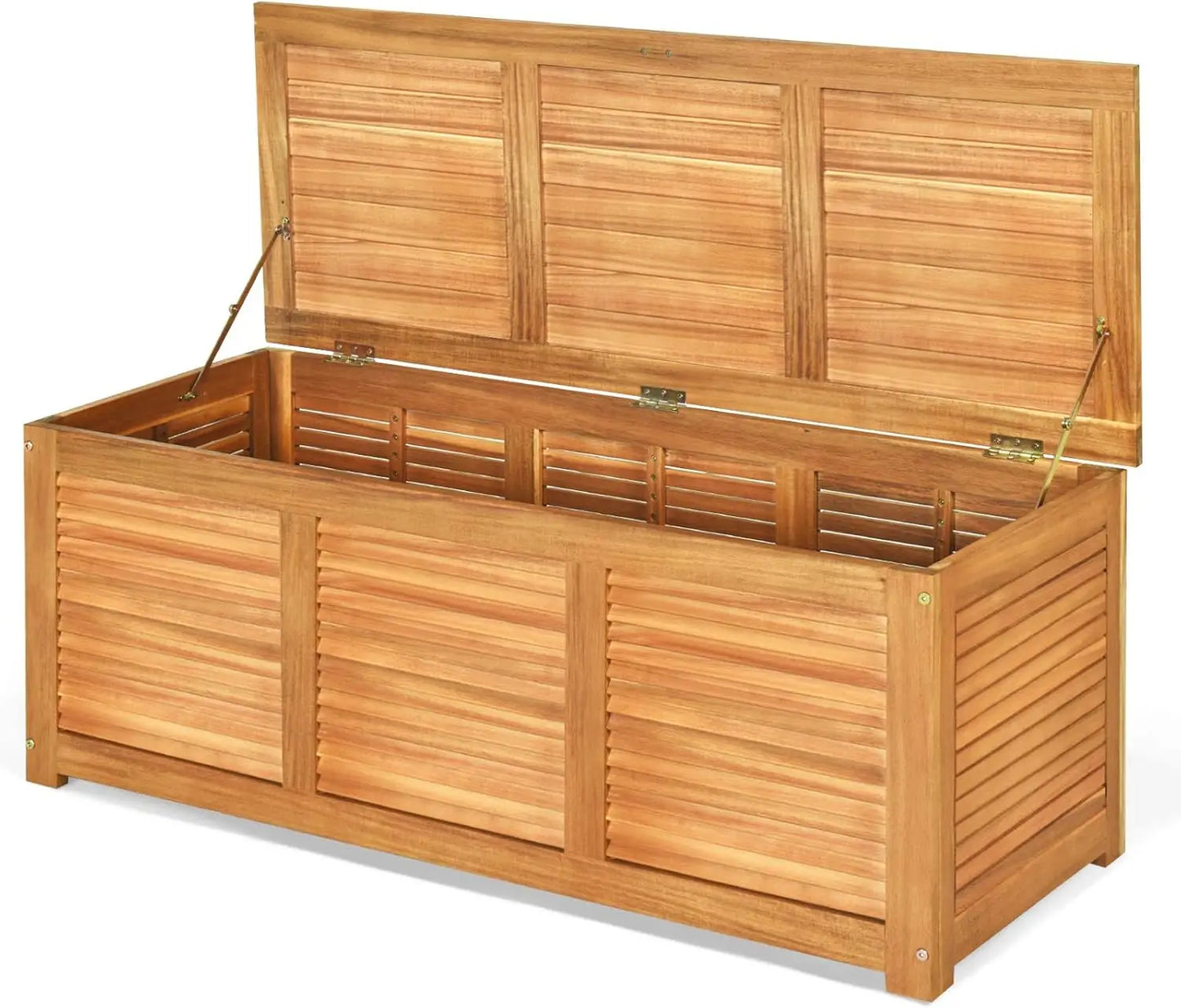 Acacia Wood Deck Box 46 Gallon Outdoor Storage Bench Teak Finish