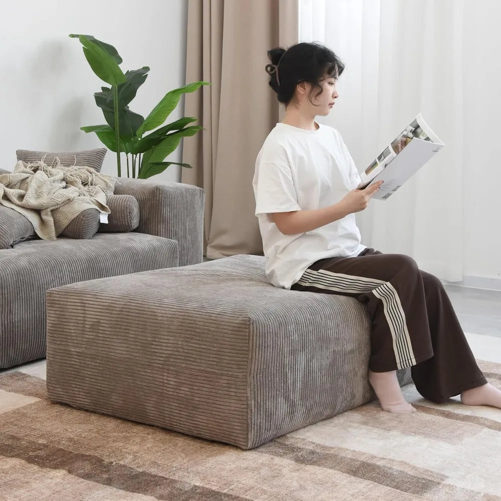 Oversized Modular Sectional Couch with Chaise and Ottomans