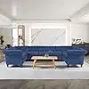 U Shaped Velvet Chesterfield Sofa 9 Seater with Rolled Armrest