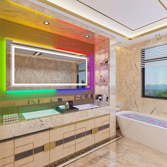 Large RGB Color Changing Backlit Bathroom Vanity Mirror