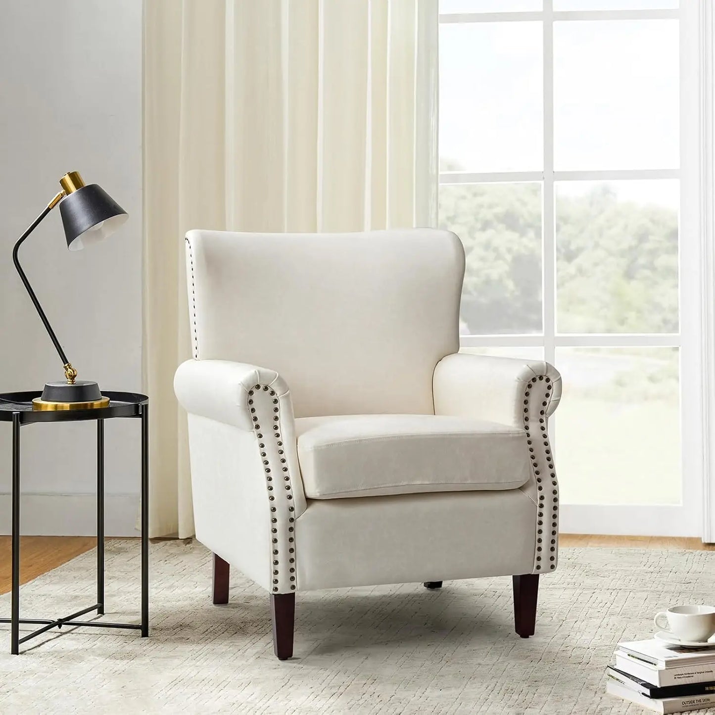 Faux Leather Accent Chairs Set of 2 Comfy Upholstered Brown