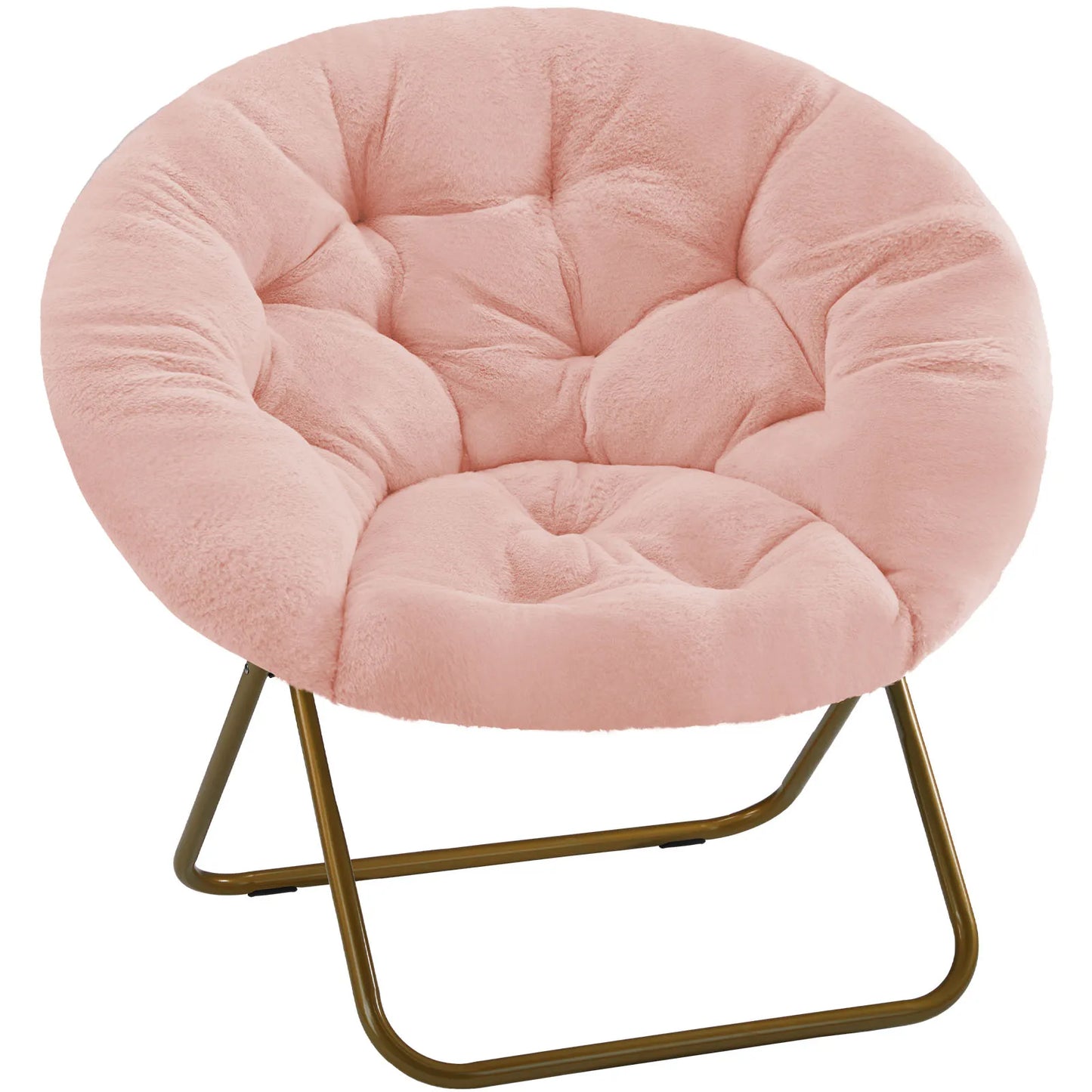JHK Cozy Faux Fur Saucer Chair With Thick Padded Seat