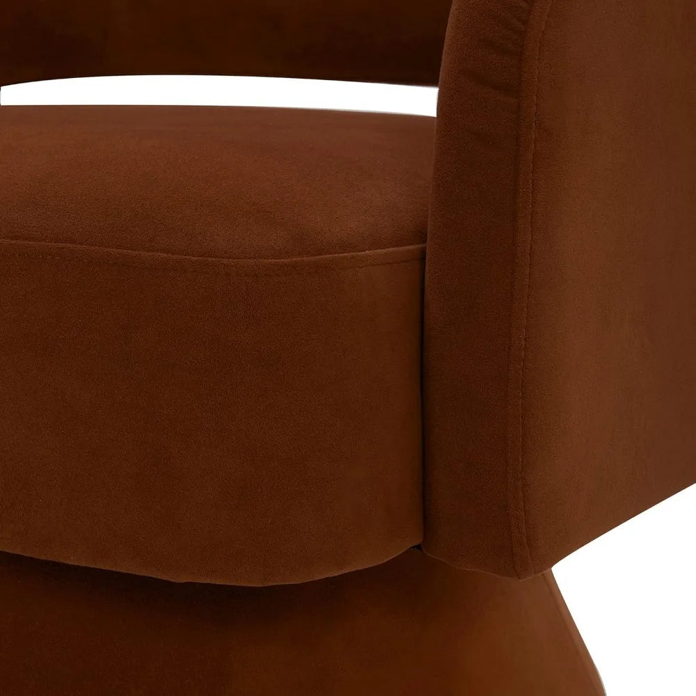 Burnt Orange Velvet Swivel Accent Chair for Living Room