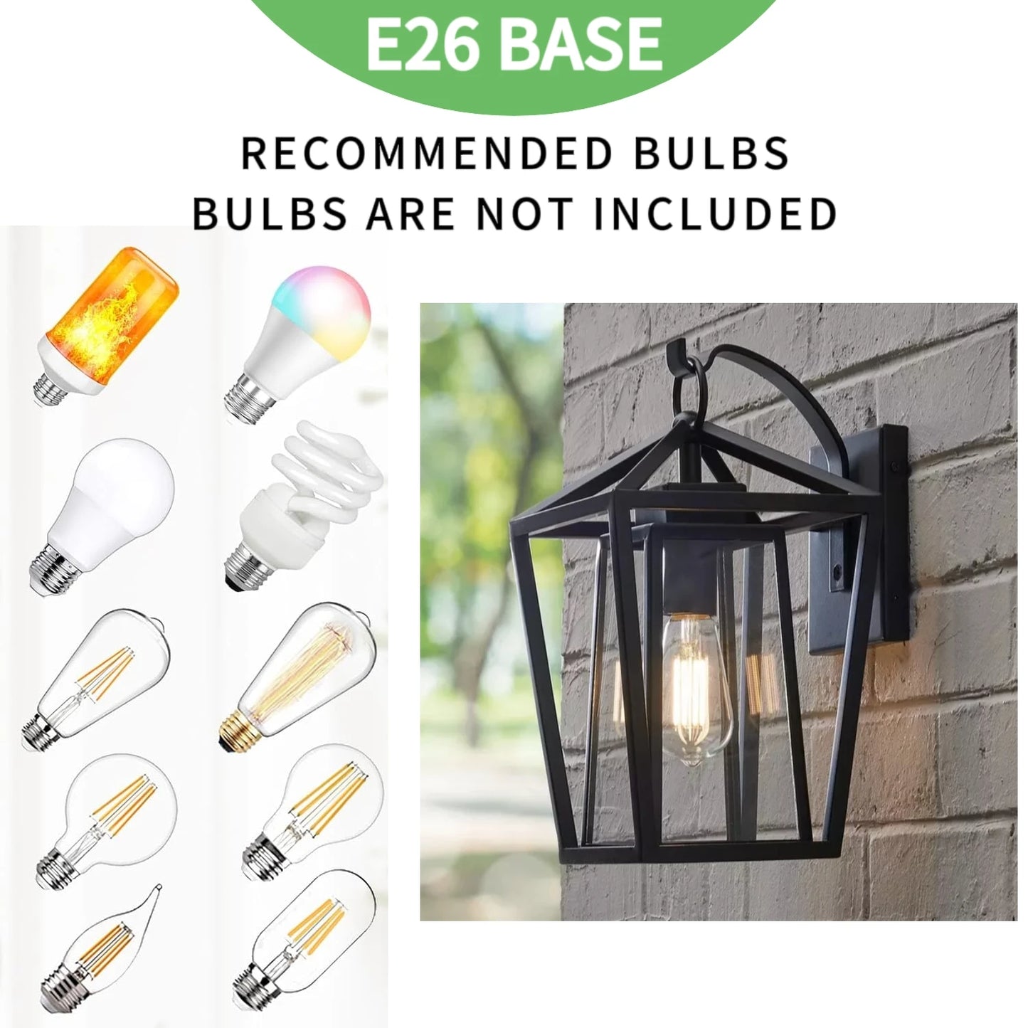 Outdoor Waterproof Wall Light Fixtures with Glass Shades