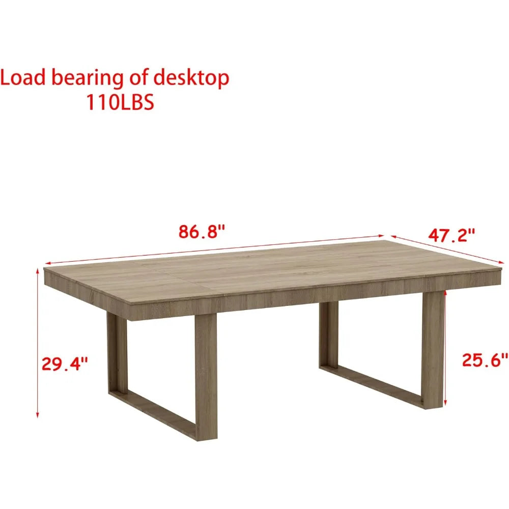 Modern 86.6 Inch Wooden Dining Table for 8-10 People