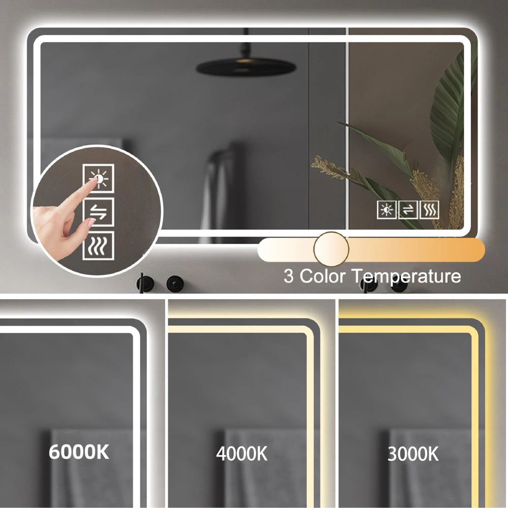Dimmable Anti-Fog LED Bathroom Vanity Mirror 28x60 Inch