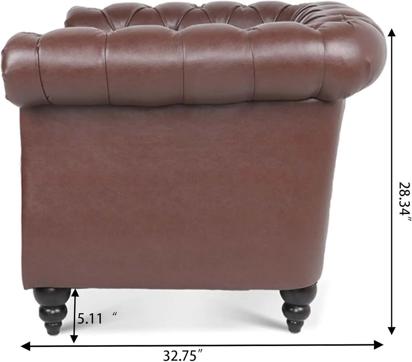 Dark Brown Leather Chesterfield Chair Mid Century Modern Sofa
