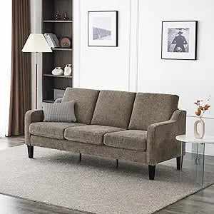 Comfy 71 Inch Mid Century Modern 3 Seater Sofa in Creamy White