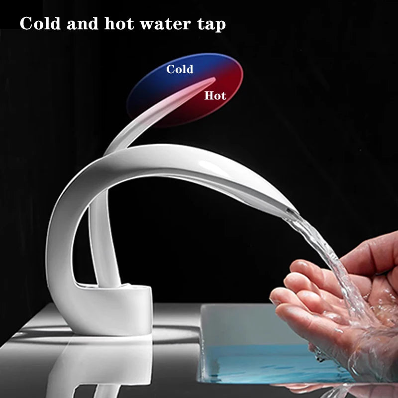 Waterfall Bathroom Basin Faucet Deck Mounted Brass Mixer Tap