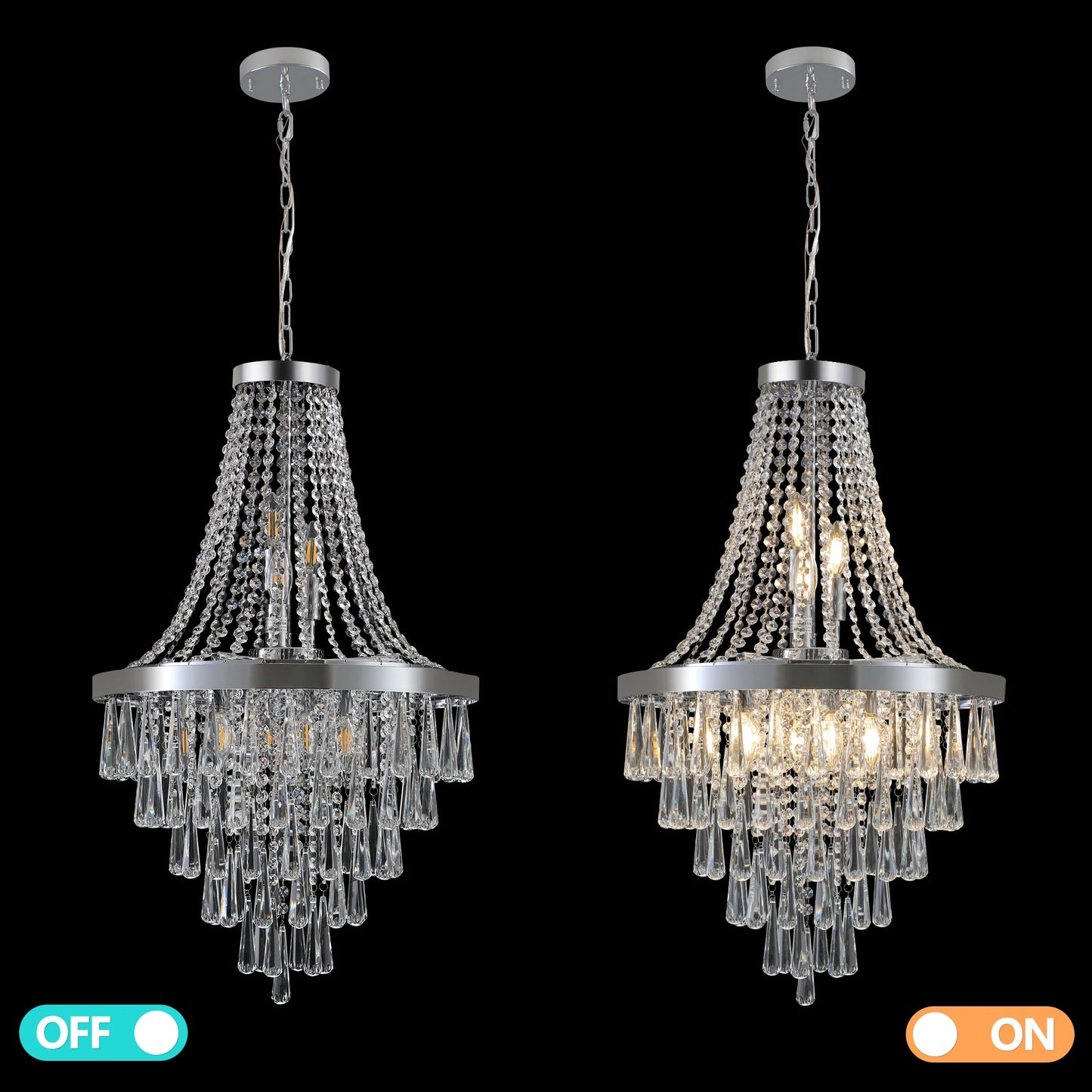 Large Luxury Silver Crystal Chandelier with Dazzling K9 Crystals