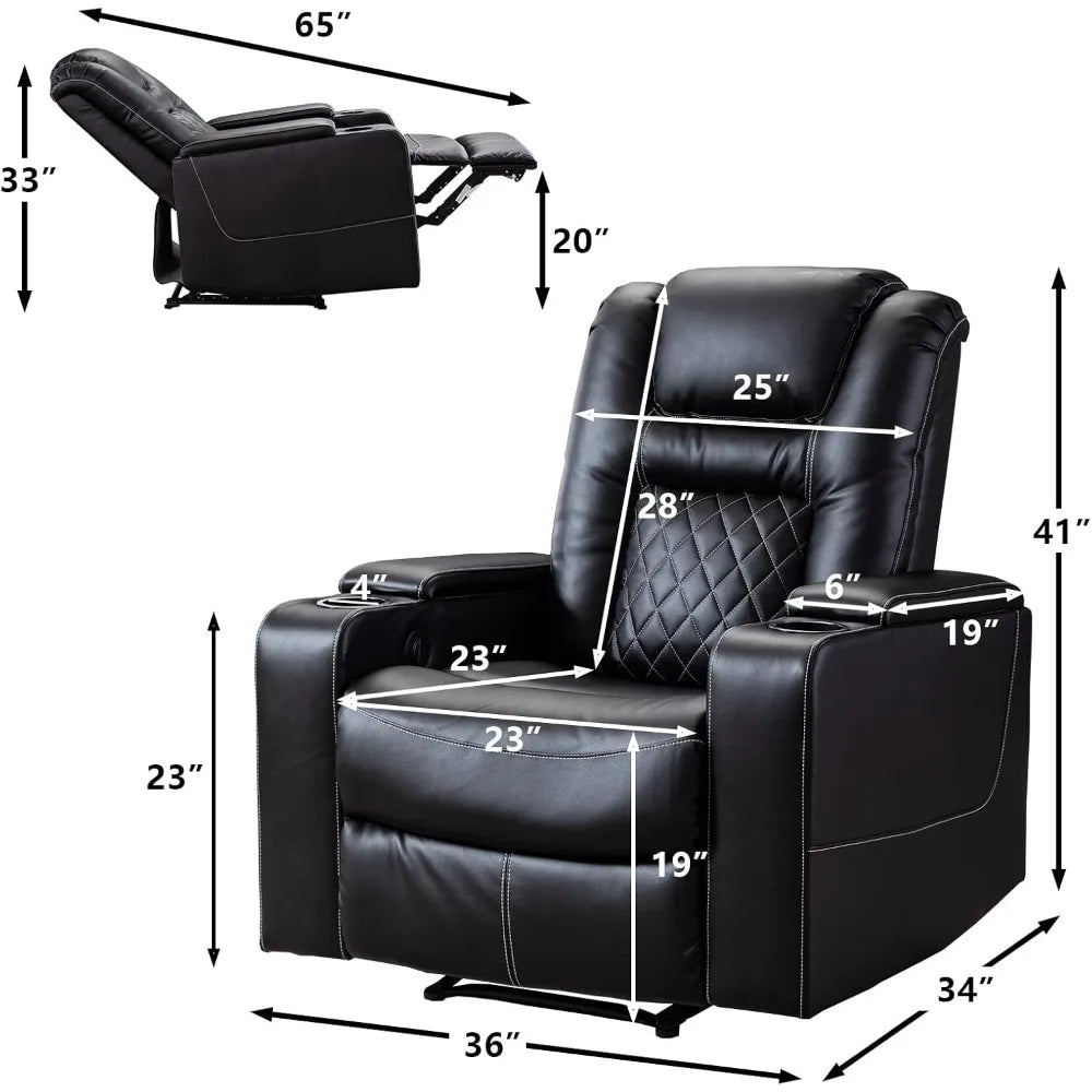 Electric Power Recliner Chair with USB Ports and Cup Holders