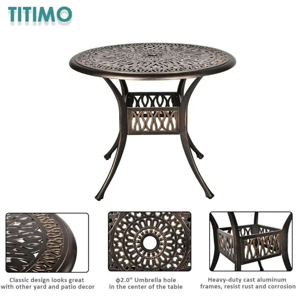 3 Piece Outdoor Bistro Set with Swivel Chairs and Table