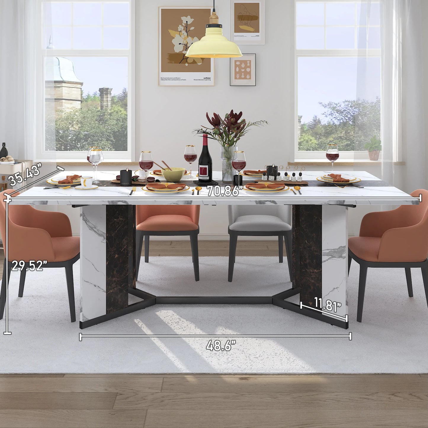 Large Luxurious Rectangular Dining Table for 6 to 10 People
