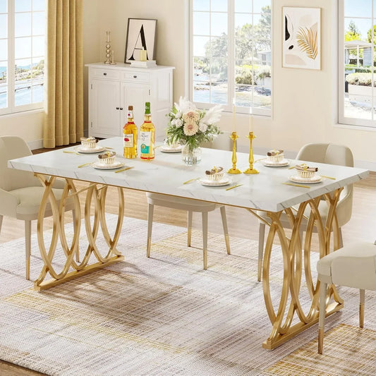 Modern 63 Inch Dining Table for 4 to 6 People Rectangular Design