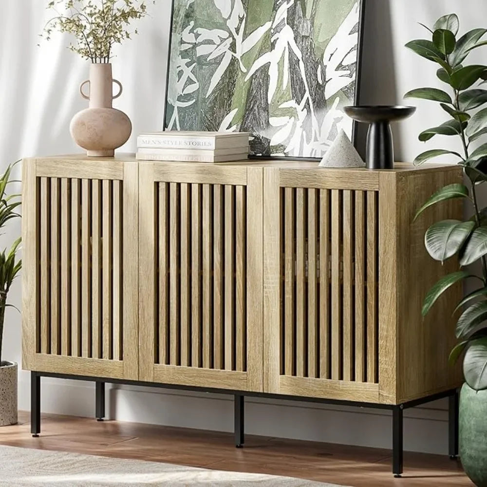 Farmhouse Console Table with Storage and Adjustable Shelves