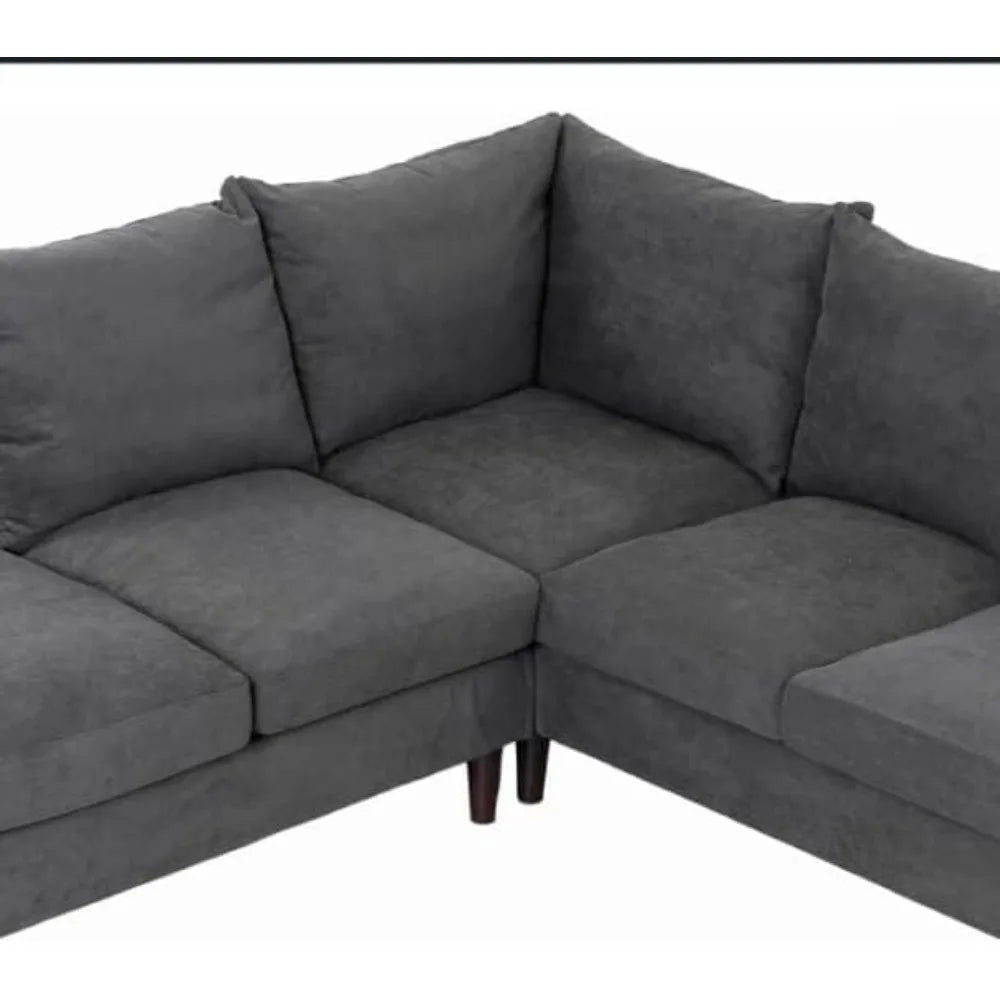 Modern Upholstered L-Shape Sectional Sofa in Grey for Living Room