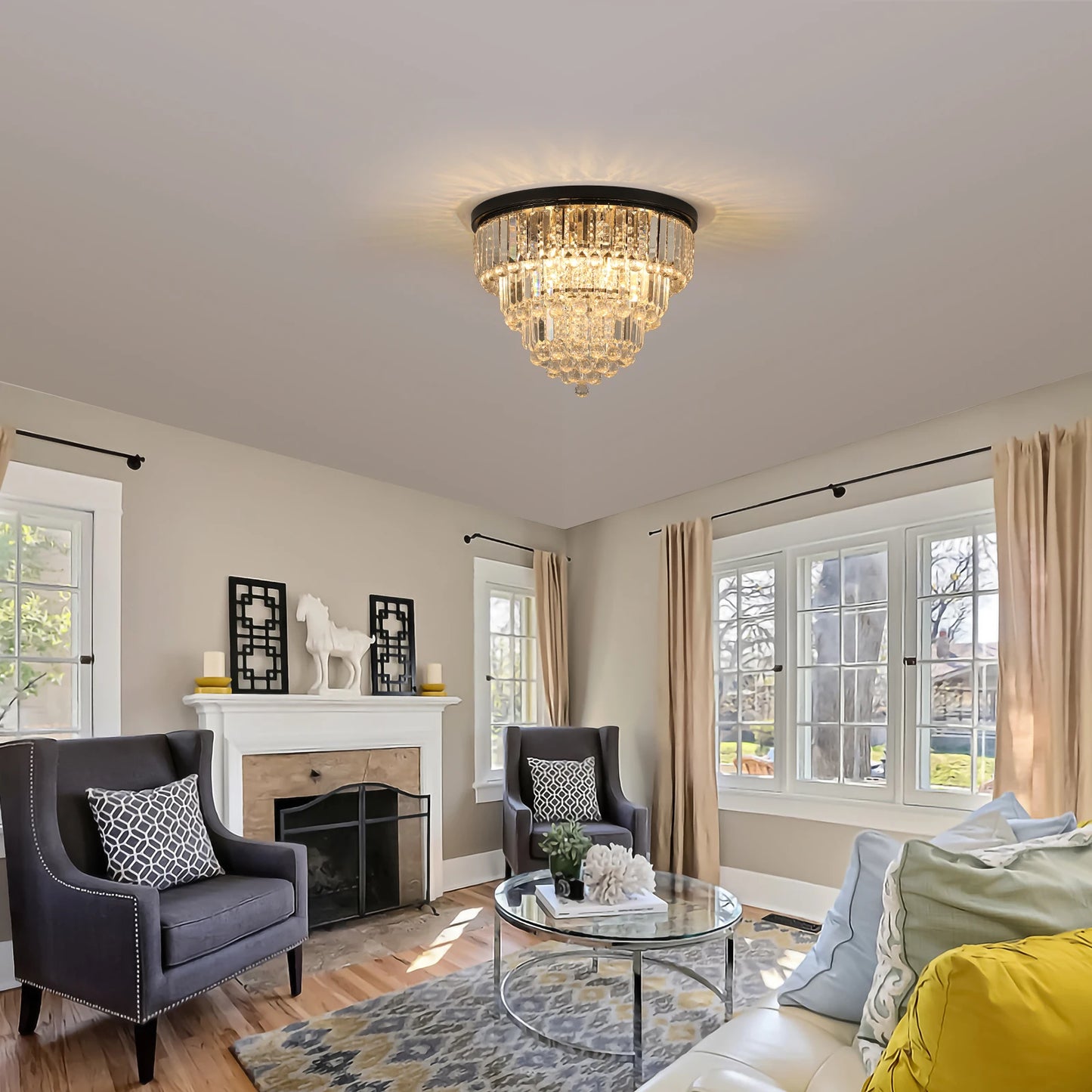 Luxury K9 Crystal Black Chandelier Ceiling Light Fixture