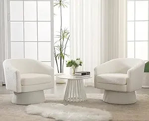 Green Swivel Accent Chairs Set of 2 Cozy Upholstered Design
