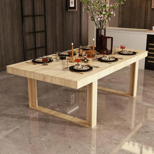 Modern 86.6 Inch Wooden Dining Table for 8-10 People