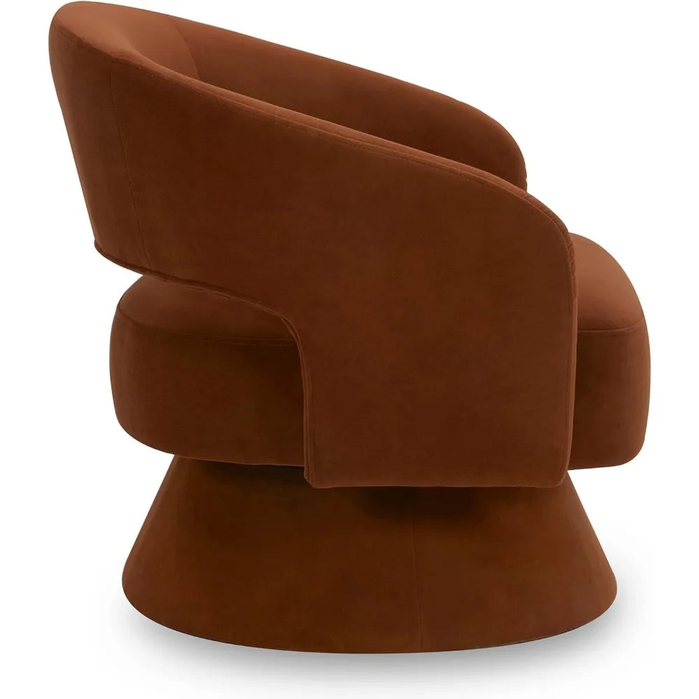 Burnt Orange Velvet Swivel Accent Chair for Living Room