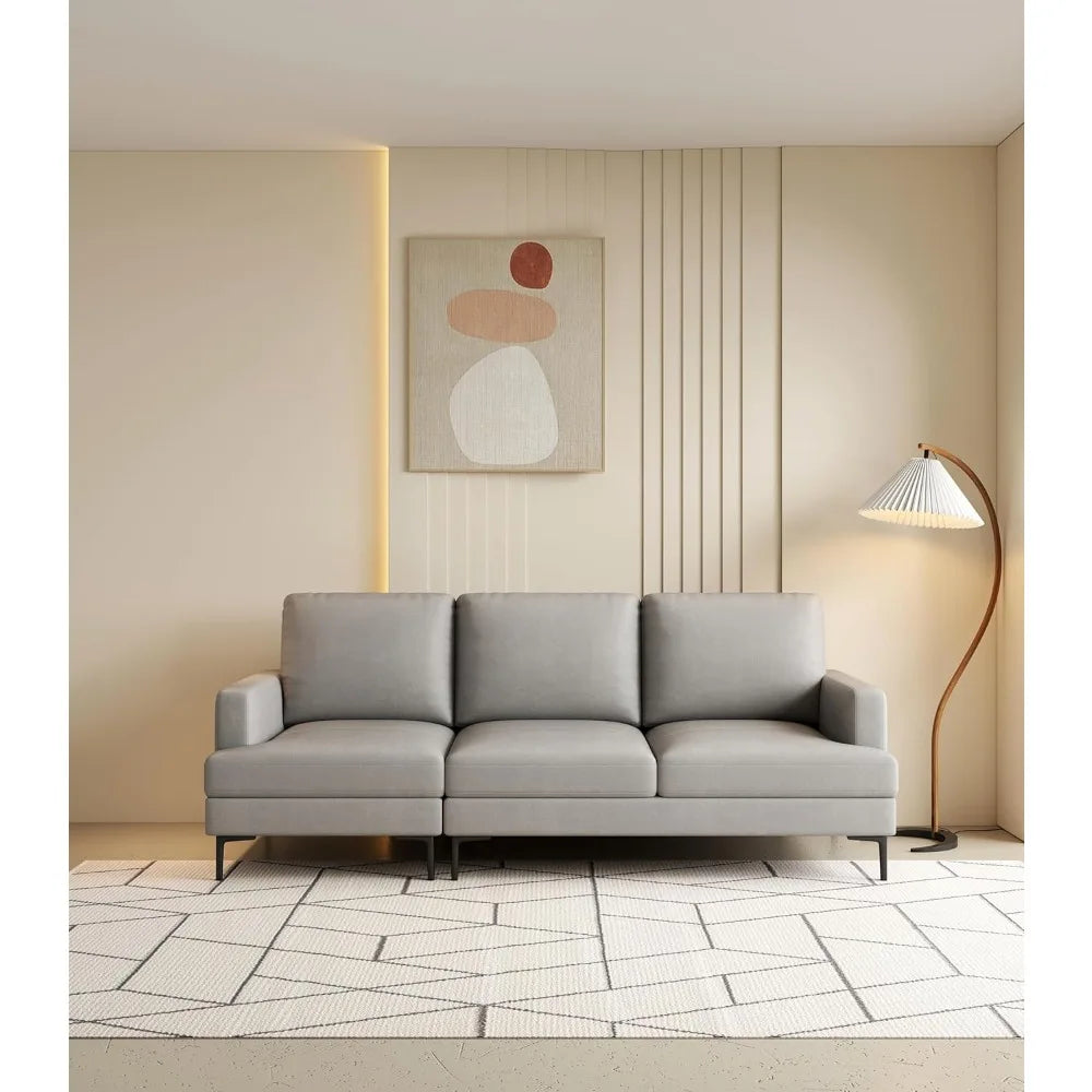 Luxury Leather Contemporary Sofa with USB Charger for Living Room
