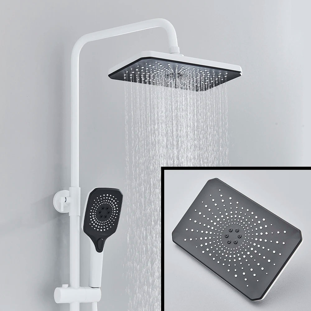 White Bathroom Shower Faucet with Digital Display and Tap