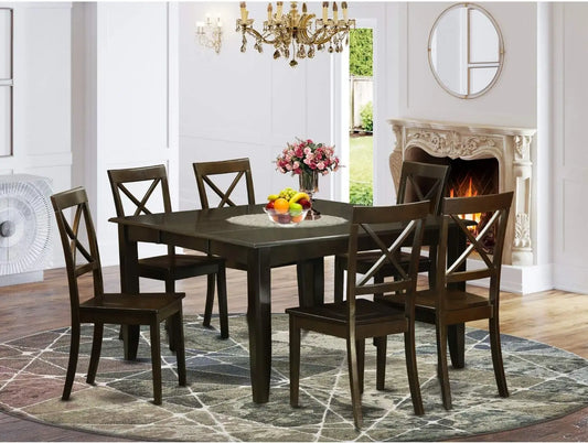 Cappuccino 7 Piece Dining Room Set with Square Table and Chairs