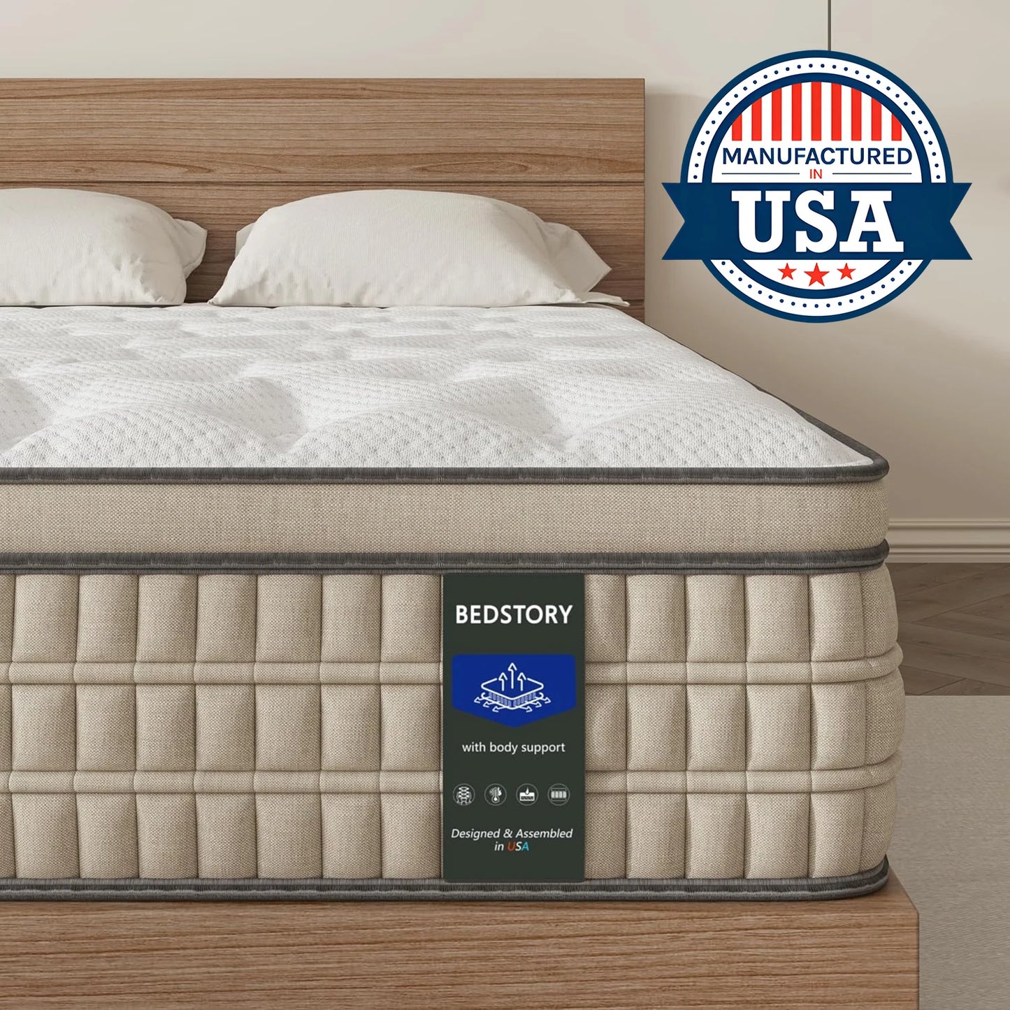 BedStory 12 Inch Hybrid Gel Memory Foam Queen Mattress