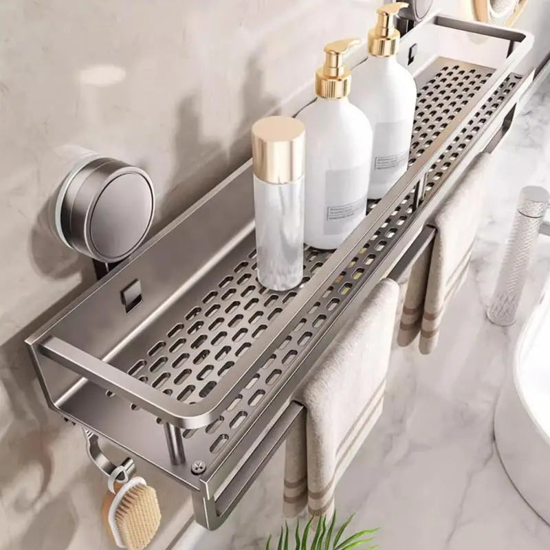 Rustproof Wall Mount Shower Caddy with Suction Cups and Hooks