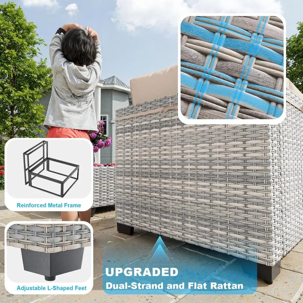 7-Piece Outdoor Sectional Patio Furniture Set with Thick Cushions